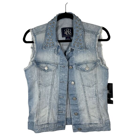 Rock & Republic Gunshow Studded Acid Wash Vest Women's Size Small NEW with Tags - Picture 1 of 6